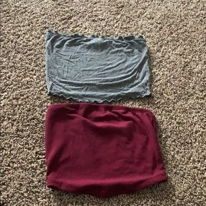 2 tube tops one maroon and one gray